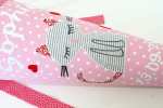 Mobile Preview: Zuckertüte aus Stoff mit Katze rosa